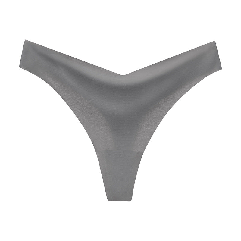 seamless ice silk thong women's V-shaped waist sexy breathable large size women's underwear hot bikini T-pants