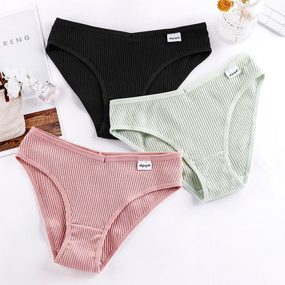 Foreign trade underwear women's pure cotton crotch mid-waist sexy seamless women's pure desire, European and American breathable hip-lifting briefs sports