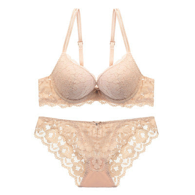 States popular sexy lace underwear thin top and thick bottom gathered bra small chest gathered bra set