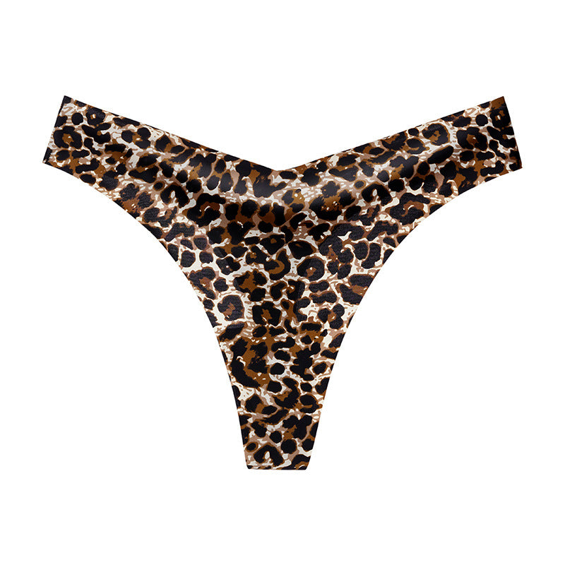 seamless ice silk thong women's V-shaped waist sexy breathable large size women's underwear hot bikini T-pants