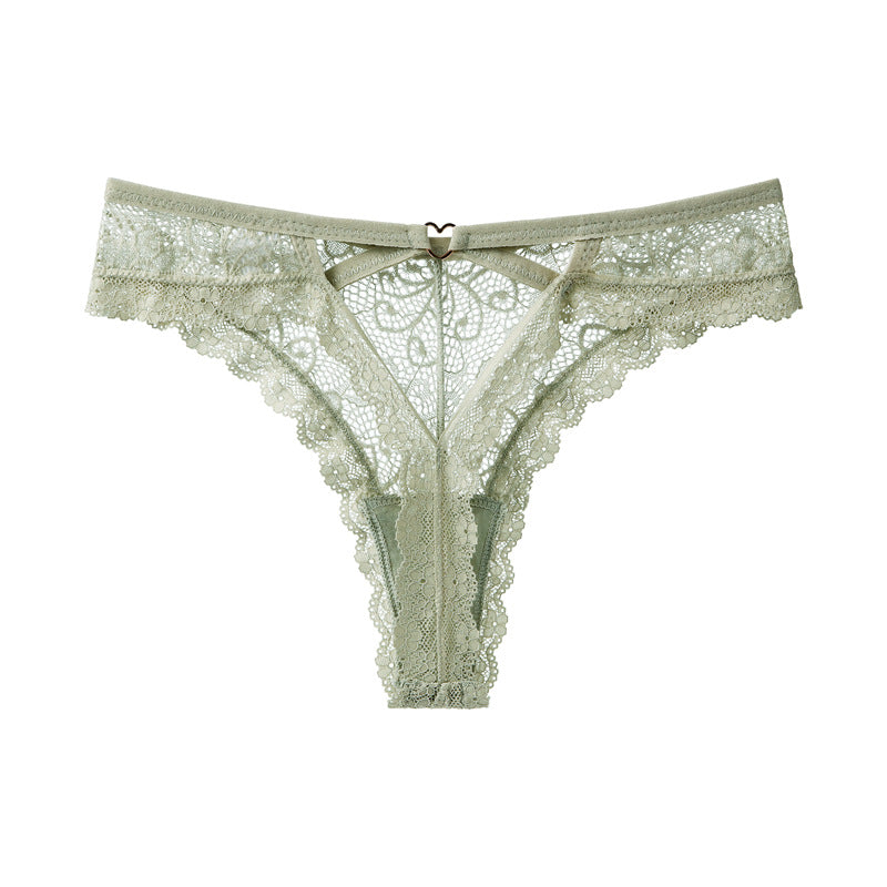 Hot peach buttocks hollow sexy panties women's lace pure desire transparent thong color matching fashion T-pants