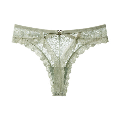 Hot peach buttocks hollow sexy panties women's lace pure desire transparent thong color matching fashion T-pants