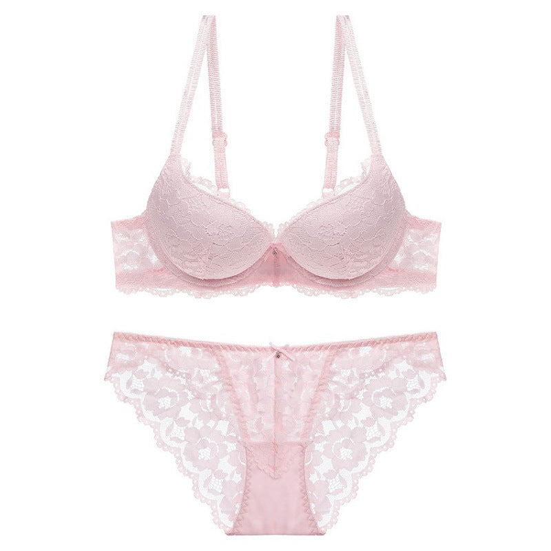 States popular sexy lace underwear thin top and thick bottom gathered bra small chest gathered bra set