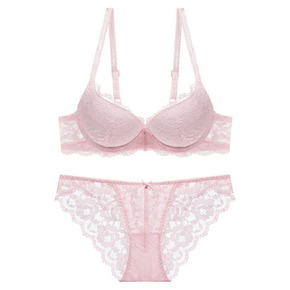 States popular sexy lace underwear thin top and thick bottom gathered bra small chest gathered bra set