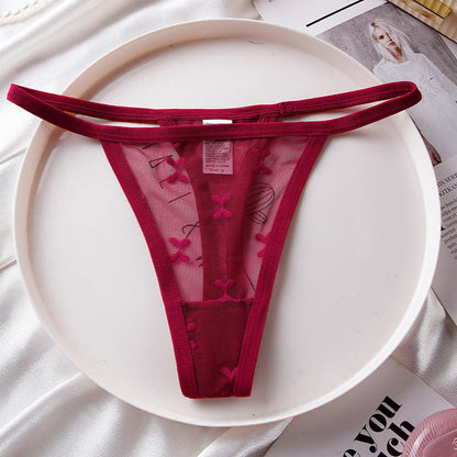 Large size sexy lace T-panties female transparent love mesh girl T-pants with thin straps without buttocks thong