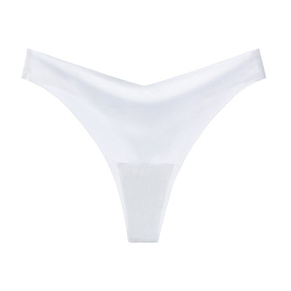seamless ice silk thong women's V-shaped waist sexy breathable large size women's underwear hot bikini T-pants