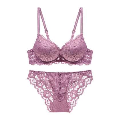 States popular sexy lace underwear thin top and thick bottom gathered bra small chest gathered bra set