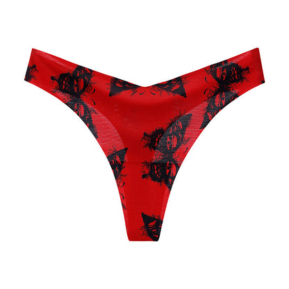 seamless ice silk thong women's V-shaped waist sexy breathable large size women's underwear hot bikini T-pants