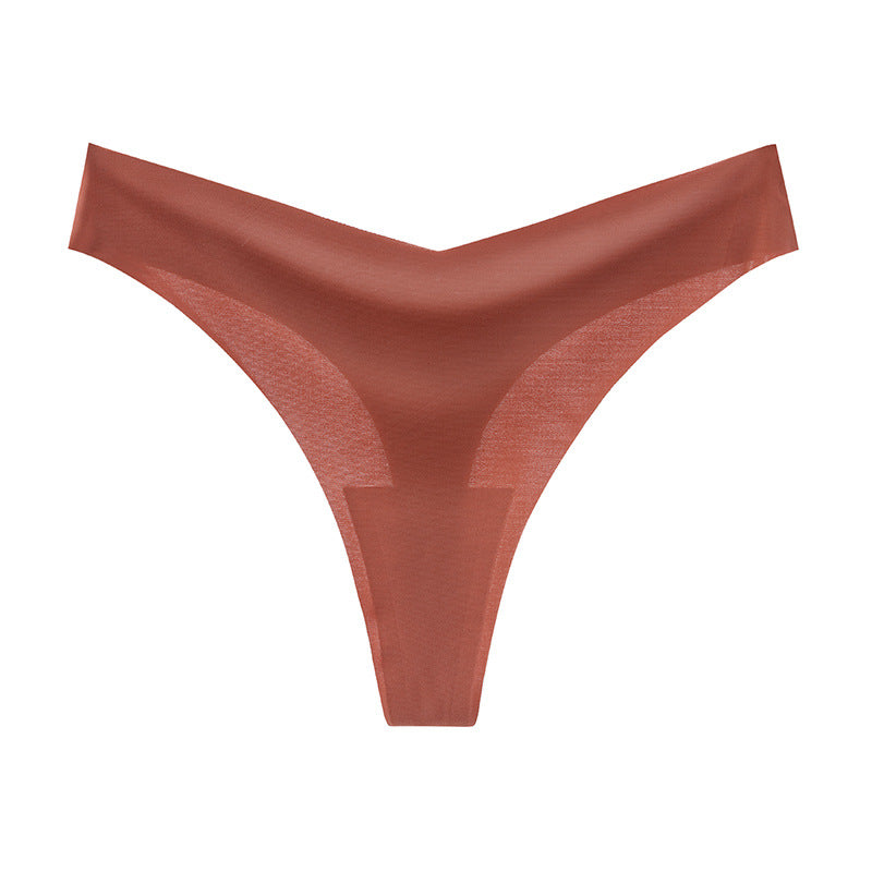 seamless ice silk thong women's V-shaped waist sexy breathable large size women's underwear hot bikini T-pants