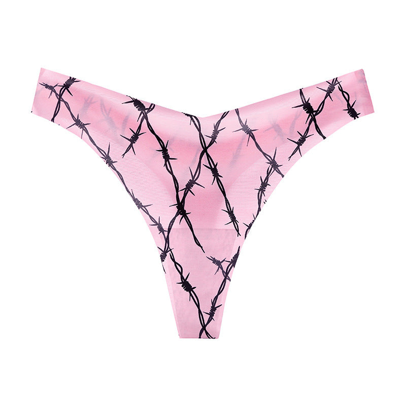 seamless ice silk thong women's V-shaped waist sexy breathable large size women's underwear hot bikini T-pants