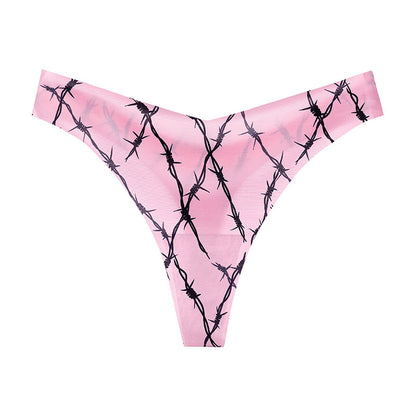 seamless ice silk thong women's V-shaped waist sexy breathable large size women's underwear hot bikini T-pants