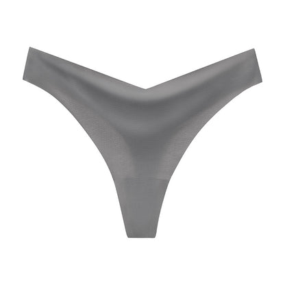 seamless ice silk thong women's V-shaped waist sexy breathable large size women's underwear hot bikini T-pants