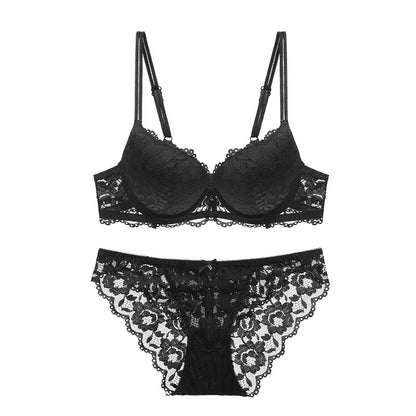 States popular sexy lace underwear thin top and thick bottom gathered bra small chest gathered bra set