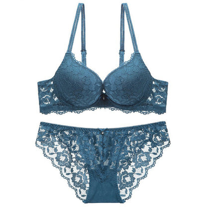 States popular sexy lace underwear thin top and thick bottom gathered bra small chest gathered bra set