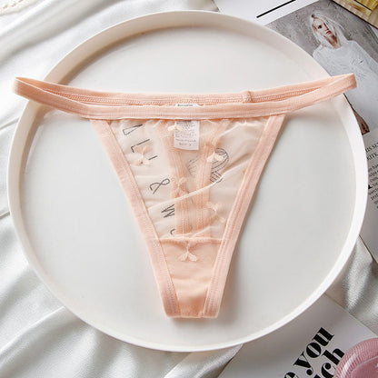 Large size sexy lace T-panties female transparent love mesh girl T-pants with thin straps without buttocks thong