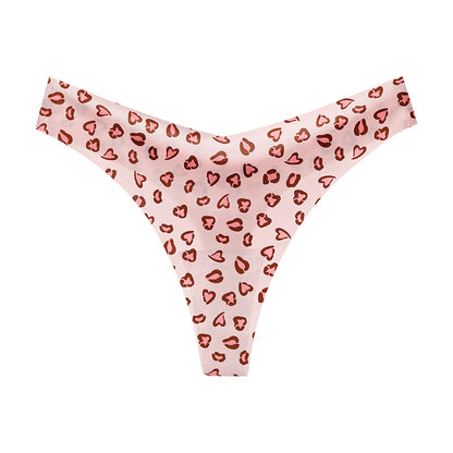 seamless ice silk thong women's V-shaped waist sexy breathable large size women's underwear hot bikini T-pants