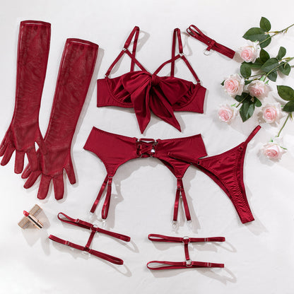 Sex underwear, sexy temptation, garters hollowed out to gather four-piece women